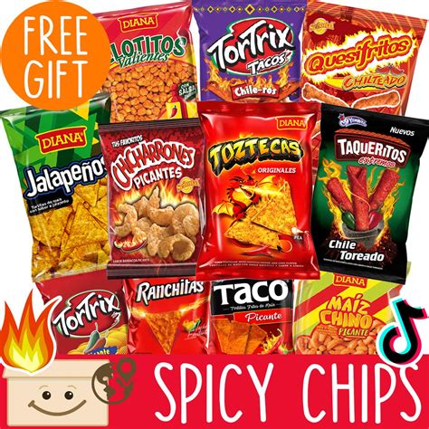 Amazon.com: International Hot Chips Variety Pack + FREE Surprise! - Very Spicy Snacks Box Mix ...