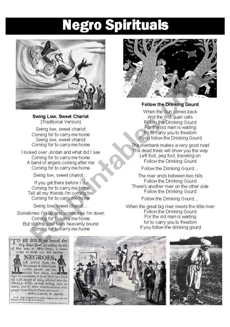 Negro Spirituals (Songs) - ESL worksheet by BradleyMan