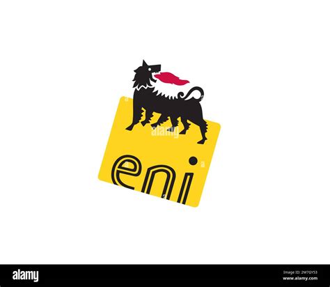 Eni, rotated logo, white background B Stock Photo - Alamy