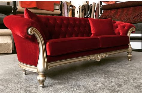 Red Tufted Velvet Sofa Set | Etsy