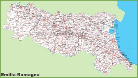 Large detailed map of Emilia-Romagna with cities and towns ...