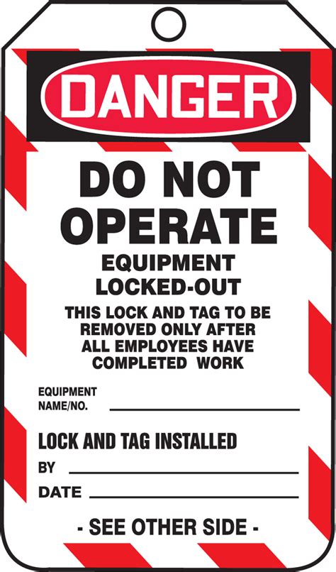 Do Not Operate Lockout-Tagout OSHA Danger Safety Tag MDT241