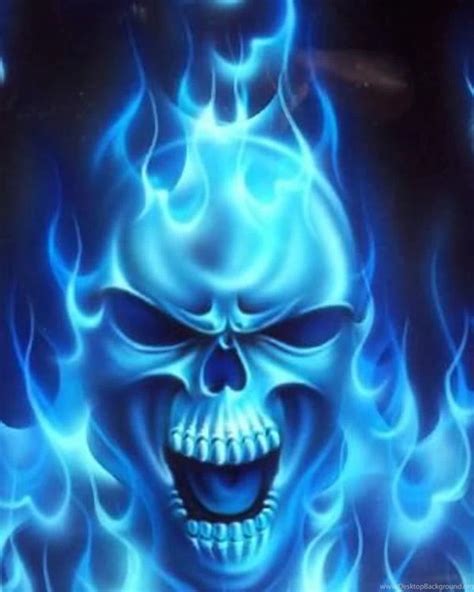 Download Gallery For Blue Flaming Skull Wallpapers Desktop Background Desktop Background from ...