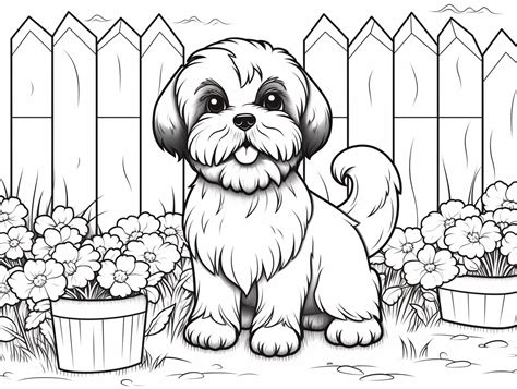 Wonderful Shih Tzu Coloring - Coloring Page