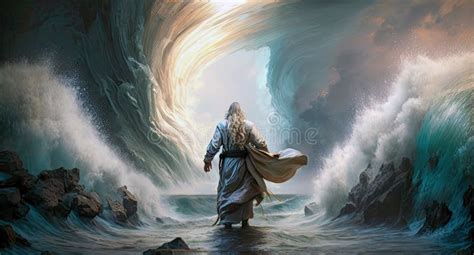 Moses Parting the Red Sea stock illustration. Illustration of holy ...