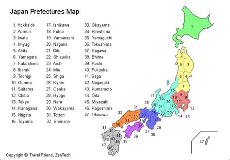 Map of Japan : Japan Prefectures Map : Travel Friend, ZenTech