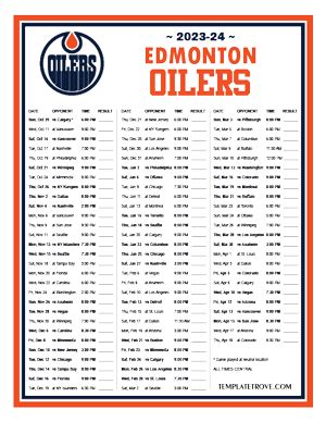 Printable 2023-2024 Edmonton Oilers Schedule