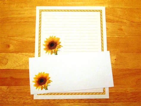 Bursting Sunflower Lined Stationery Set With 12 Sheets 6 | Etsy