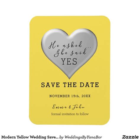 Modern Yellow Wedding Save The Date Magnet | Zazzle.com in 2021 | Save the date magnets, Wedding ...