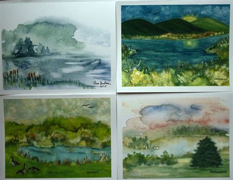 ASSORTED 8 Watercolor Blank Notecards 2 Each Design, Watercolor Nature ...