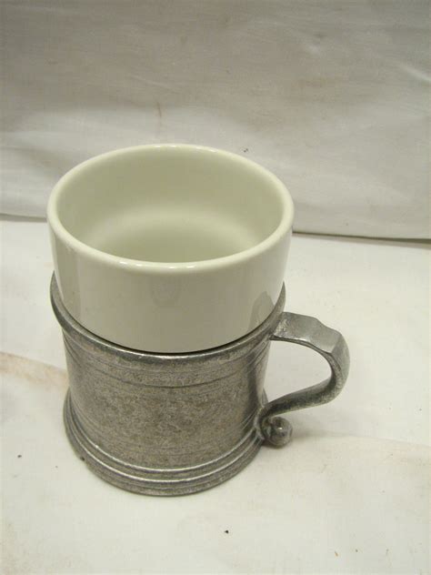 6 Wilton Armetale Pewter Coffee Mugs/Cups Ceramic Pottery Insert Plough Tavern B | eBay