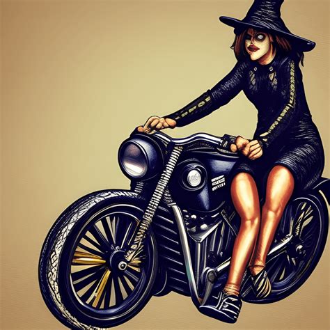 Witch on Bike Graphic · Creative Fabrica