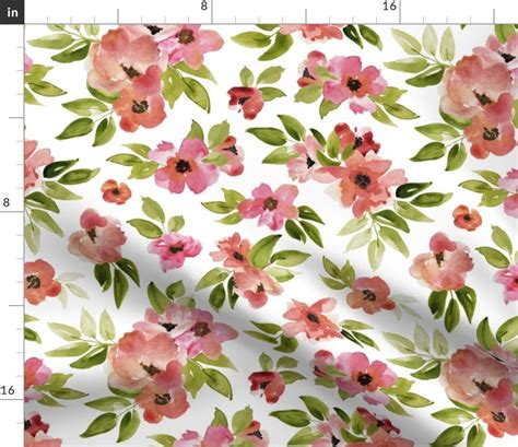 Watercolor Floral Fabric Watercolor Floral Large By | Etsy