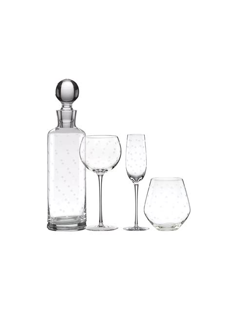 kate spade new york Larabee Dot Etched Wine Glasses, Set of 4 at John Lewis & Partners