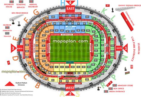 London Arsenal Emirates Stadium seating plan - Arsenal London interactive seating map plan ...