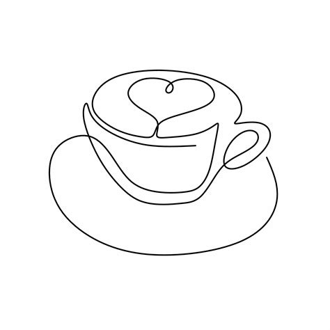 Continuous one line art drawing of coffee, warm. A cup of coffee with ...