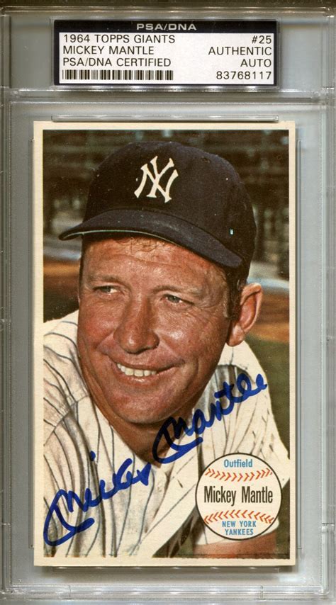 Lot Detail - 1964 Topps Giants #25 Mickey Mantle Signed Baseball Card