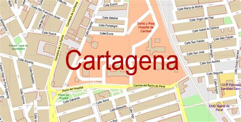 Cartagena PDF Map Vector Spain extra detailed City Plan editable Adobe ...