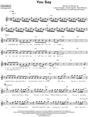 "You Say" Sheet Music - 58 Arrangements Available Instantly - Musicnotes