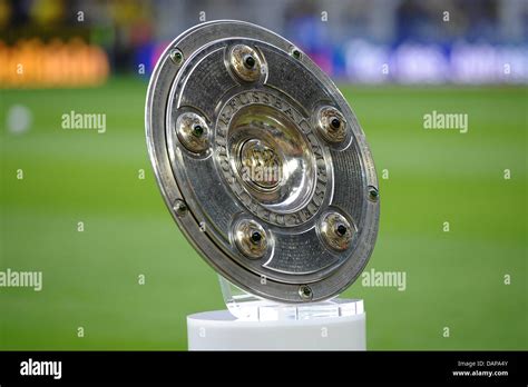 The Bundesliga champion trophy is on display prior to the Bundesliga ...