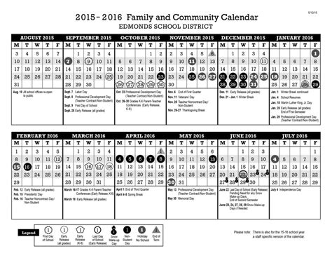 Edmonds School District releases 2015-16 school year calendar - My ...