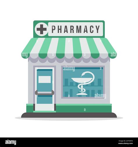 Vector pharmacy city building exterior front view. Isolated flat vector ...