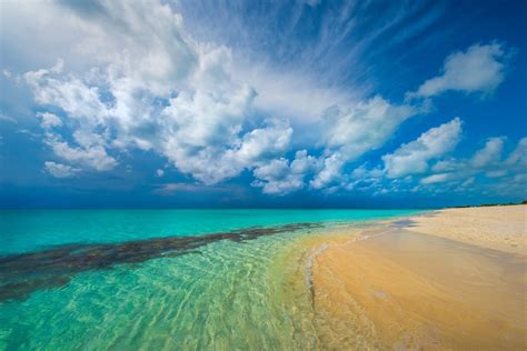 Download Sand Horizon Cloud Turquoise Blue Sky Beach Nature Ocean Wallpaper