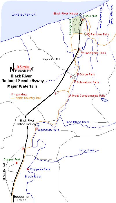 Black River Parkway Waterfall Map Gogebic County Michigan Waterfalls Michigan Interactive™