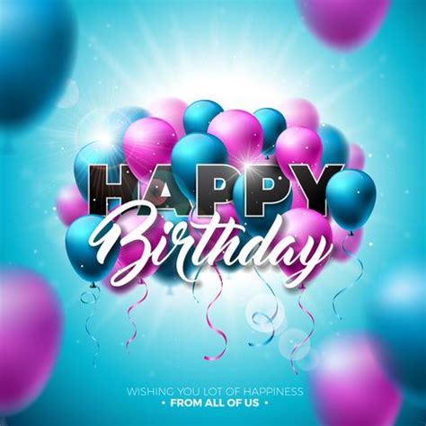 Happy Birthday Vector Design with Balloon, Typography and 3d Element on ...