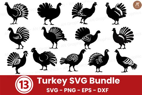 13 Turkey Silhouette SVG Bundle Graphic by AN Graphics · Creative Fabrica