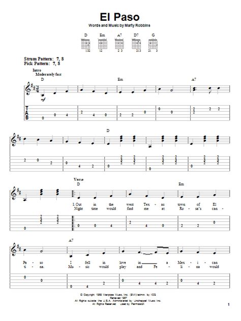 El Paso by Marty Robbins - Easy Guitar Tab - Guitar Instructor