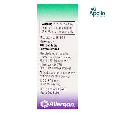 ALPHAGAN EYE DROPS 5ML Price, Uses, Side Effects, Composition - Apollo Pharmacy