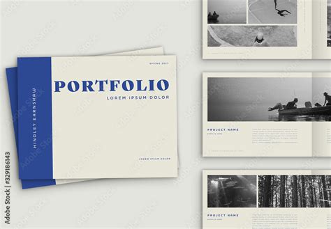 Portfolio Book Layout with Blue Accents สต็อกเทมเพลต | Adobe Stock