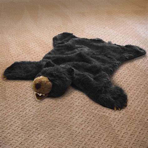 36in Black Bear Premium Ultra-Soft Plush Faux Animal Skin Rug | Bear skin rug, Faux animal skin ...