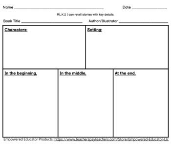 Retelling Graphic Organizer (K - 2) by Empowered Educator LLC | TPT