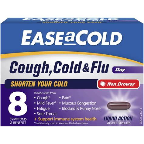 Easeacold Day Cough Cold & Flu Capsules 20 Pack | Woolworths