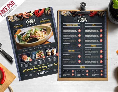 Free PSD : Chalkboard Style Food Menu PSD Template | Behance