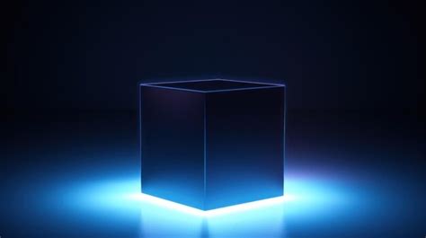 Premium AI Image | Neon cube in blue light 3d rendering 3d illustration ...