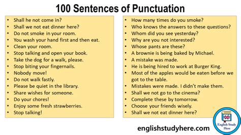 100 Sentences of Punctuation - English Study Here