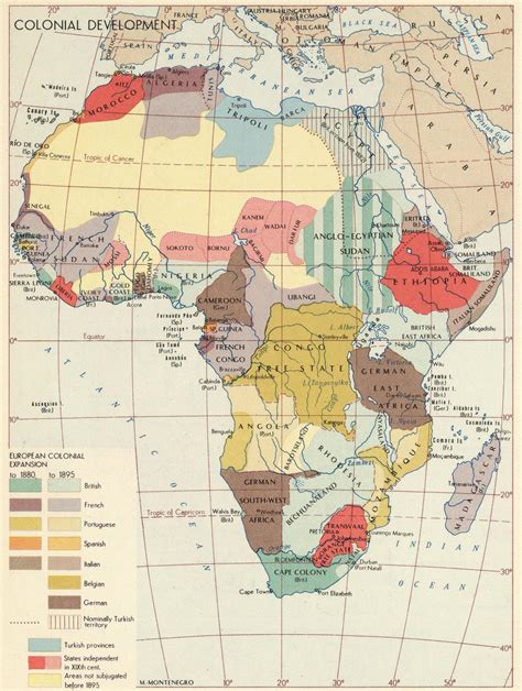 A 1960s map of Africa showing colonial developments between 1880 and 1895 : r/MapPorn