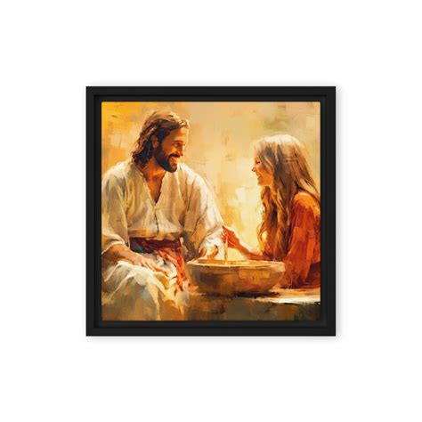 Jesus With the Samaritan Woman at the Well, Framed Canvas Wall Art ...