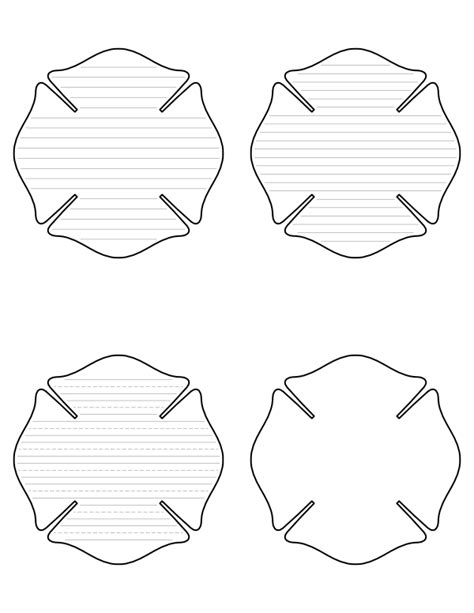 Free Printable Firefighter Badge-Shaped Writing Templates