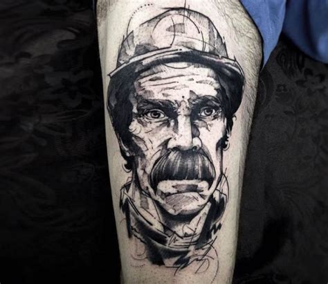 Black and Grey Coal Miner Portrait tattoo by Fredao Oliveira from ...