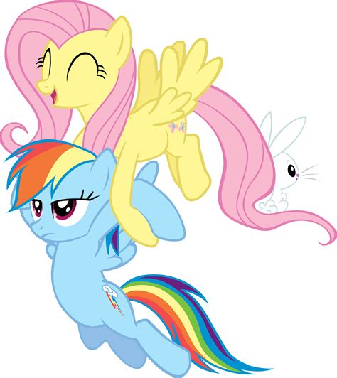 Fluttershy carrying Rainbow Dash Vector by scrimpeh on DeviantArt