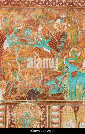 Ancient mural, Gajendra Moksham depicting the redemption of the ...