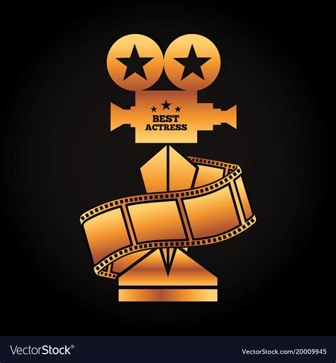 Gold award projector trophy best actress strip Vector Image