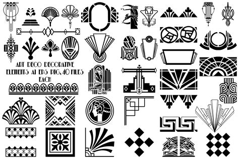 Art Deco Decorative Elements AI EPS PNG, Gatsby Style (159392) | Illustrations | Design Bundles