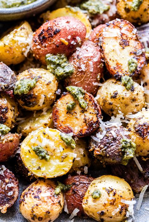 Parmesan Pesto Roasted Potatoes | Recipe | Roasted potato recipes, Veggie recipes, Pesto