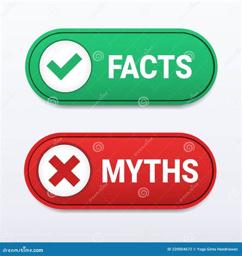 Facts Myths Button Sign. True Or False Facts With Cross And Check Mark ...