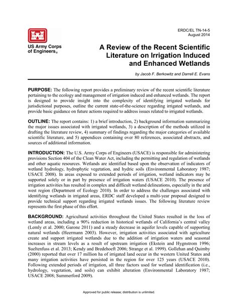 (PDF) A Review of the Recent Scientific Literature on Irrigation Induced and Enhanced Wetlands